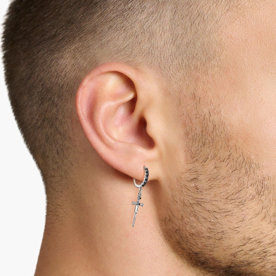 925 SILVER HOOPS WITH SNAKE & SWORD - KAYF