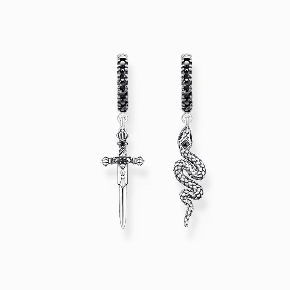 925 SILVER HOOPS WITH SNAKE & SWORD - KAYF